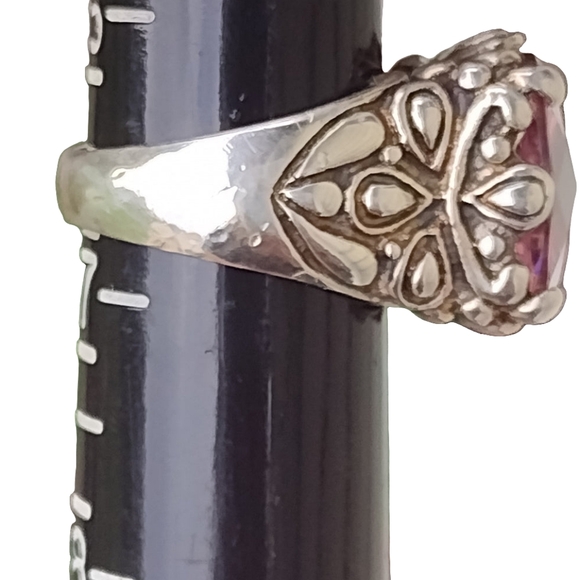 Sterling silver ring ornate with pink stone size 6.5 Fine Jewelry Fashion - Picture 4 of 5